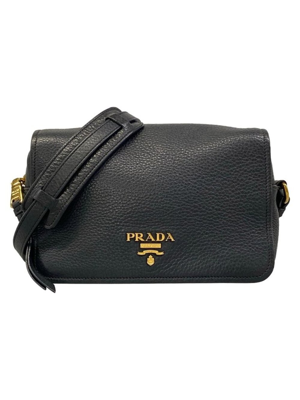 Prada Shoulder Bag Vitello Phoenix Black Leather